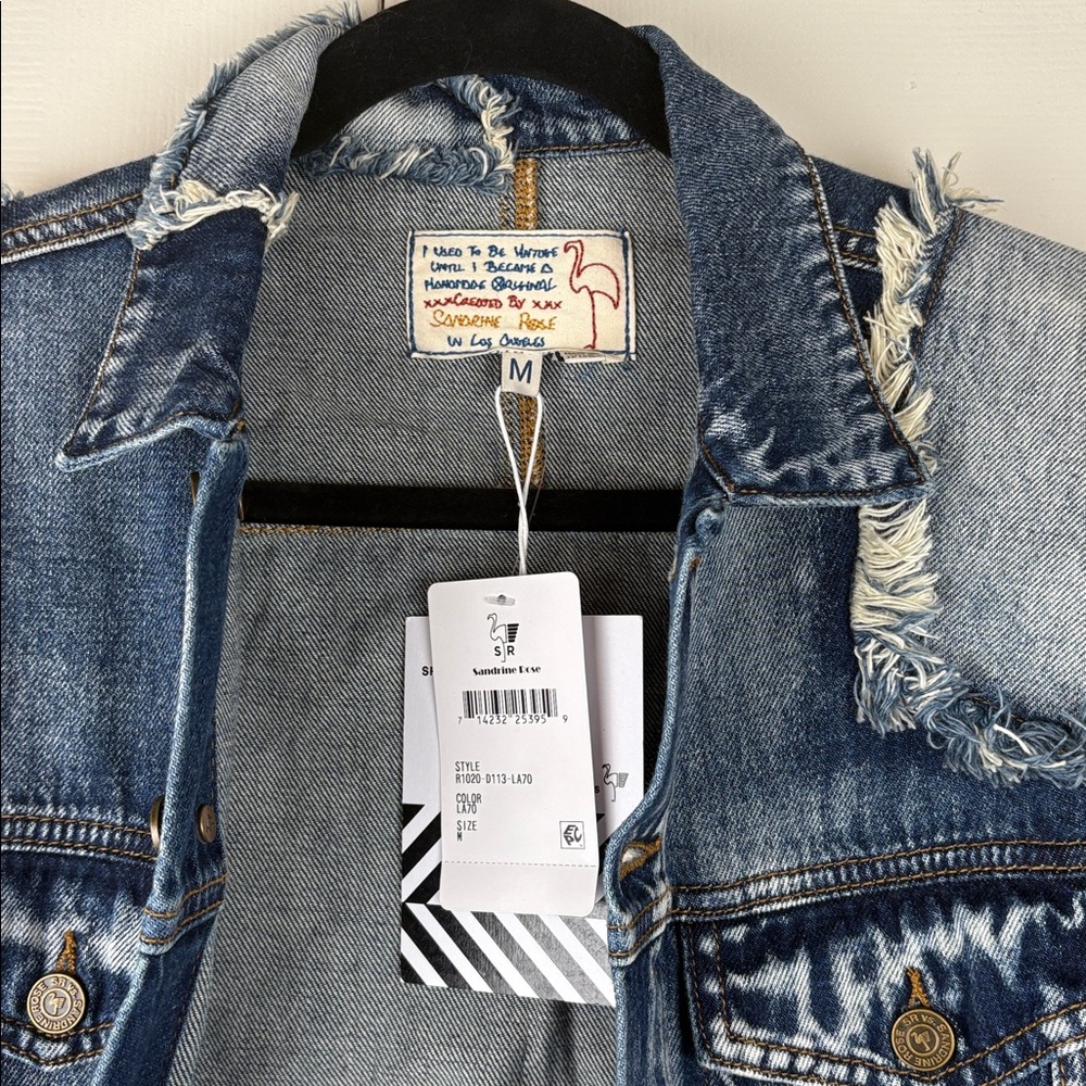 Sandrine Rose x Free People Woman's Sz M Patchwork Vintage Style Jean Jacket NWT - Picture 2 of 10